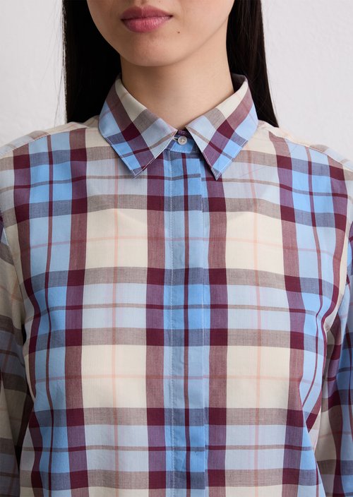 Check blouse fitted — Light Blue