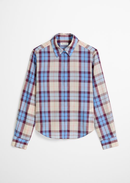 Check blouse fitted — Light Blue