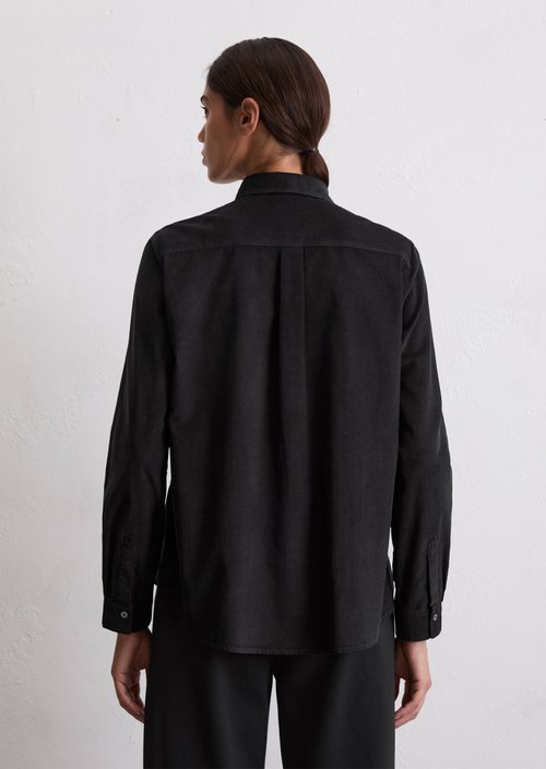 Fine corduroy long sleeve blouse regular — Black
