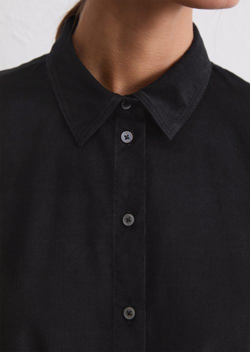 Fine corduroy long sleeve blouse regular — Black