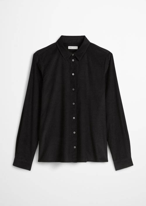 Fine corduroy long sleeve blouse regular — Black