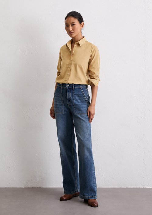 Fine corduroy long sleeve blouse regular — Salted Caramel