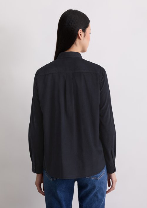 Fine corduroy long sleeve blouse regular — Deep Night Blue