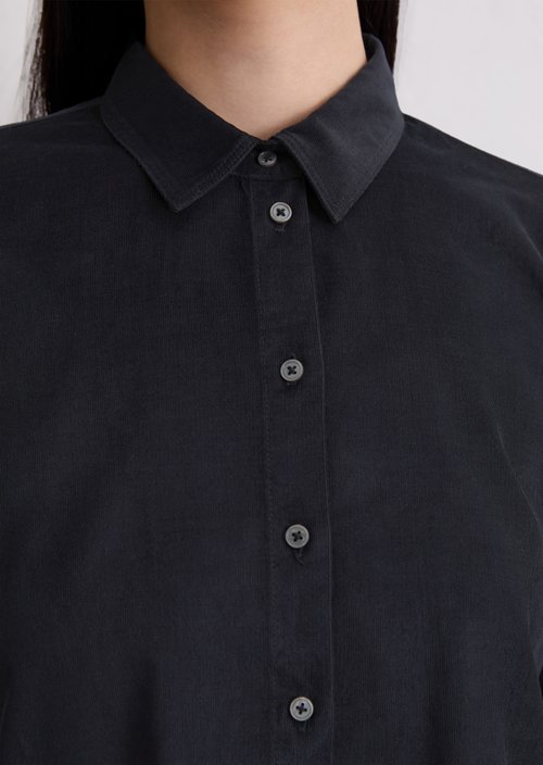 Fine corduroy long sleeve blouse regular — Deep Night Blue