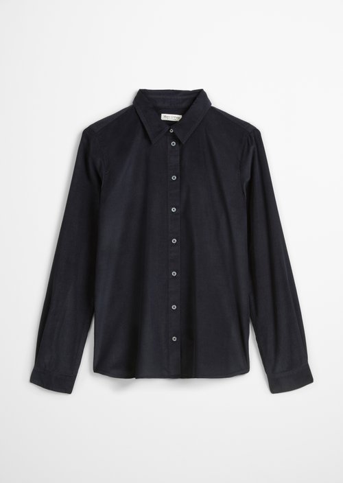 Fine corduroy long sleeve blouse regular — Deep Night Blue