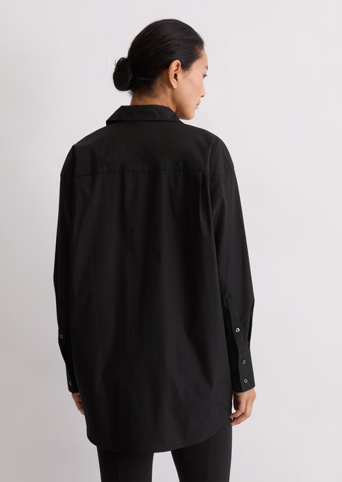 Boyfriend shirt blouse O-shape — Black