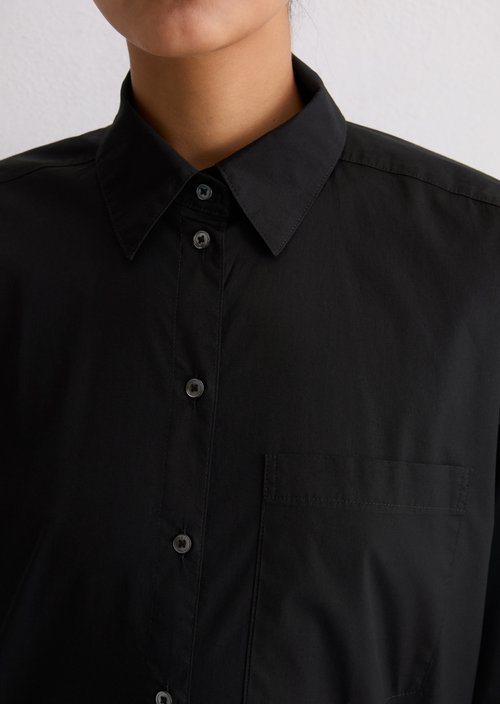 Boyfriend shirt blouse O-shape — Black