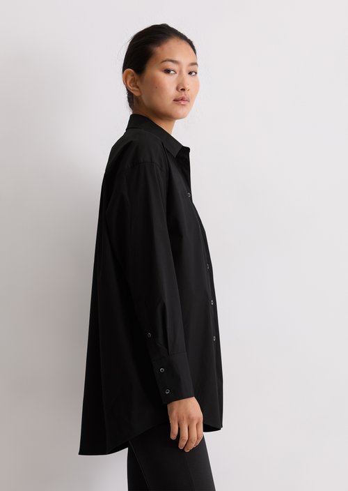 Boyfriend shirt blouse O-shape — Black