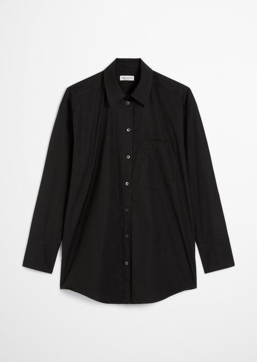 Boyfriend shirt blouse O-shape — Black