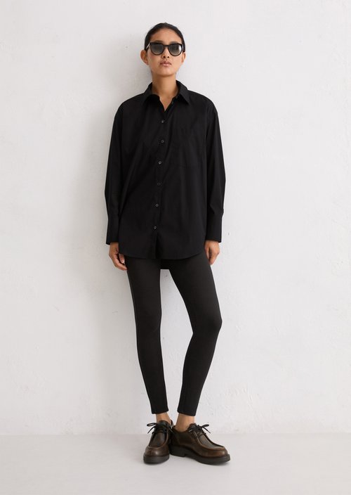 Boyfriend shirt blouse O-shape — Black