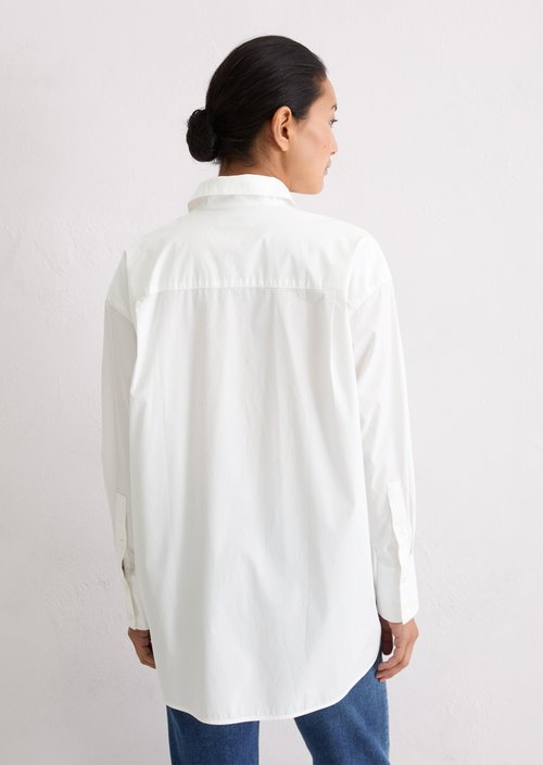 Boyfriend shirt blouse O-shape — White