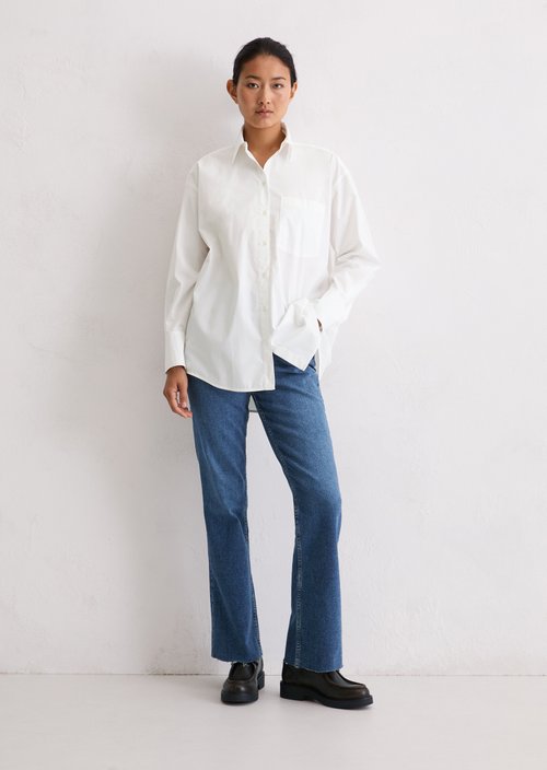 Boyfriend shirt blouse O-shape — White