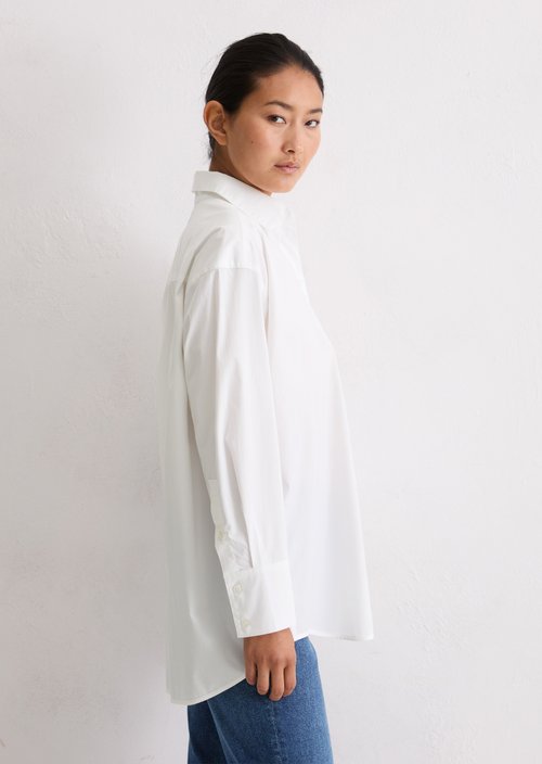 Boyfriend shirt blouse O-shape — White