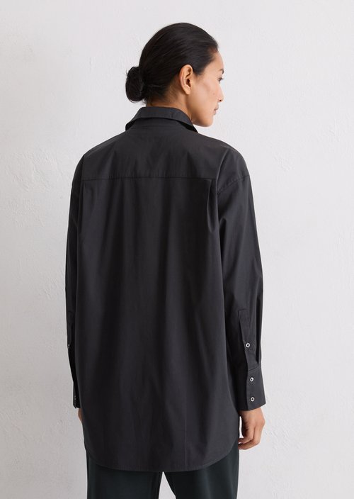 Boyfriend shirt blouse O-shape — Deep Night Blue