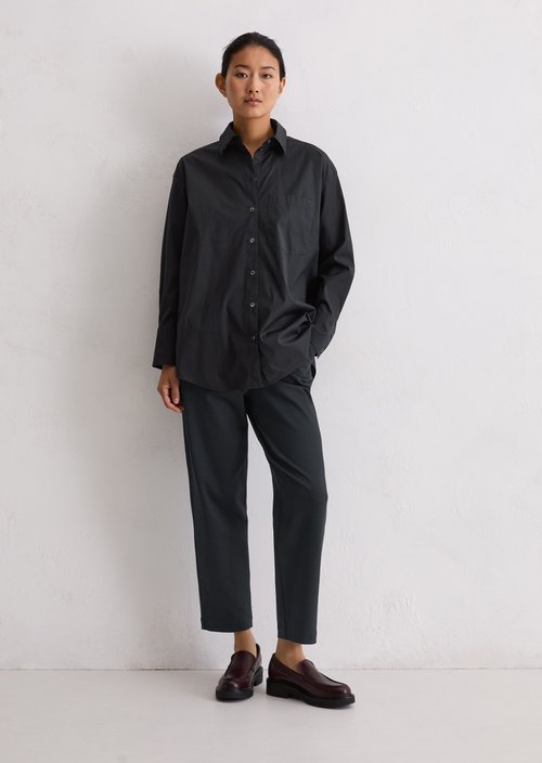 Boyfriend shirt blouse O-shape — Deep Night Blue