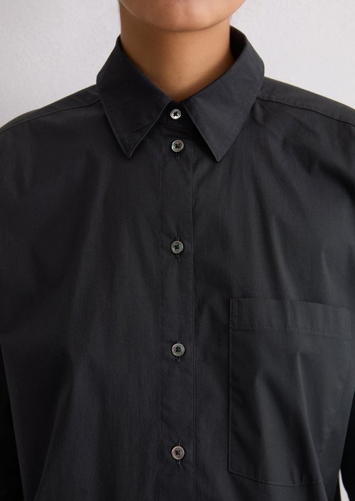 Boyfriend shirt blouse O-shape — Deep Night Blue