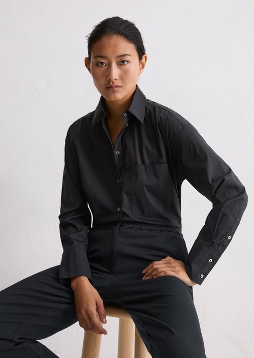 Boyfriend shirt blouse O-shape — Deep Night Blue