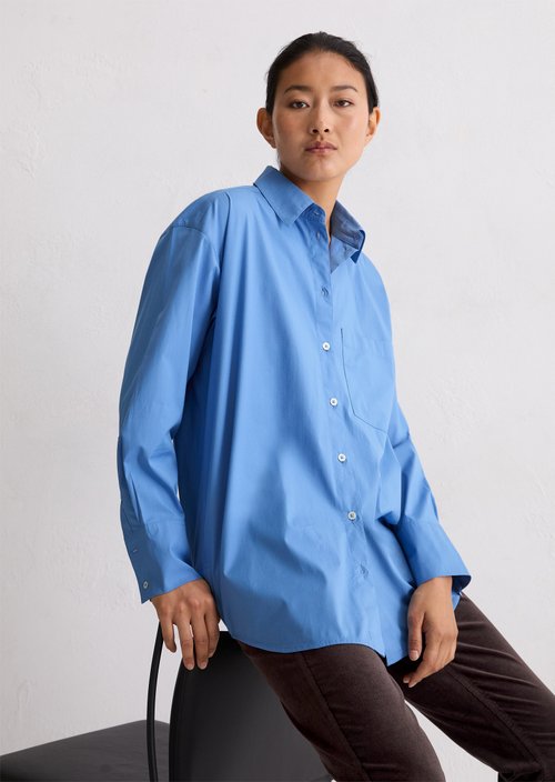 Boyfriend shirt blouse O-shape — Cloudless Blue