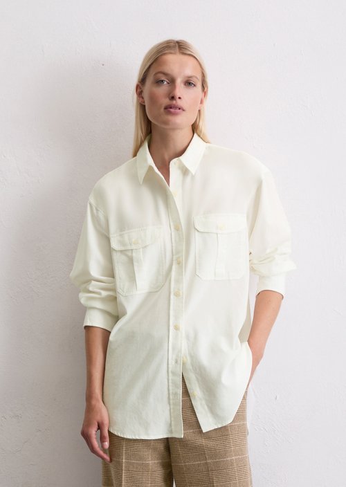 Relaxed fine corduroy blouse — White Cotton