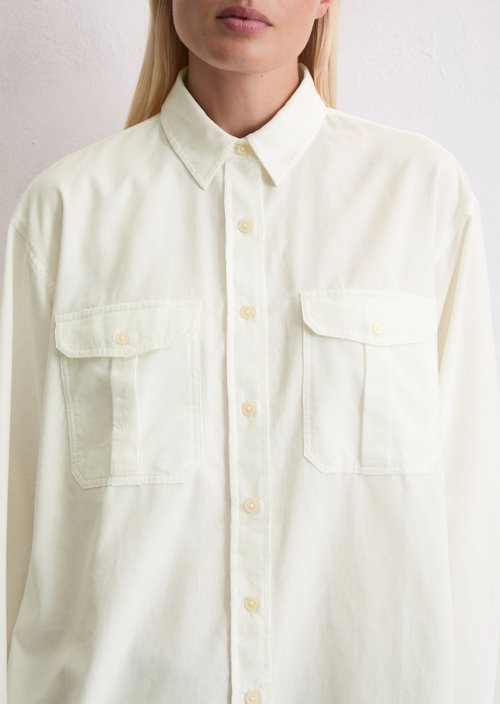 Relaxed fine corduroy blouse — White Cotton