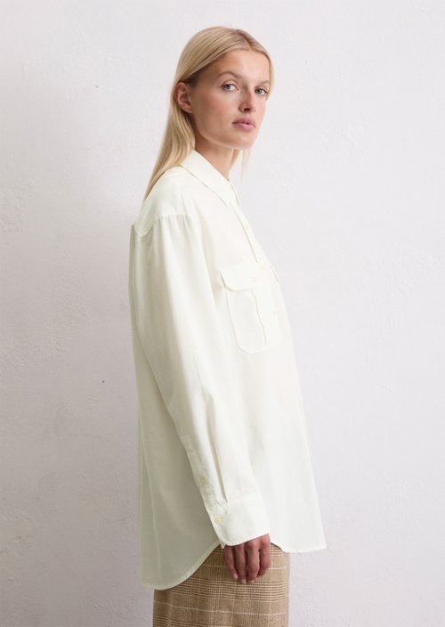 Relaxed fine corduroy blouse — White Cotton