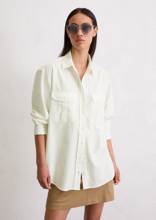 Relaxed fine corduroy blouse — White Cotton