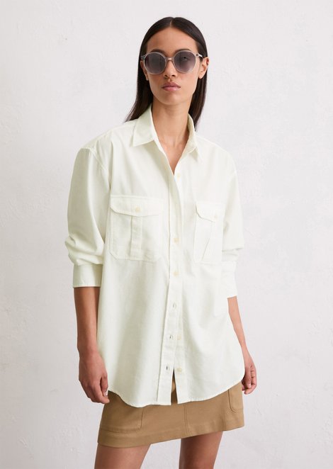 Marc O'Polo Feincord-Bluse relaxed, Damen, weiss, Gr. 44, 78% Baumwolle, 22% Lyocell
