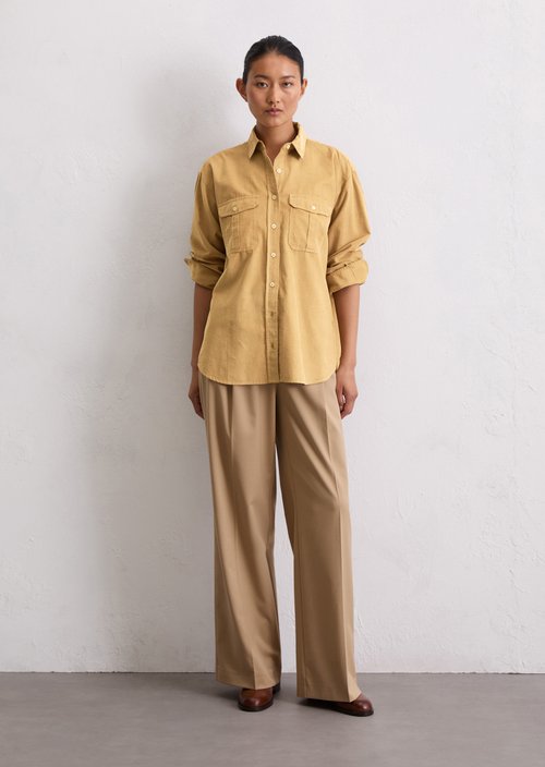 Relaxed fine corduroy blouse — Salted Caramel