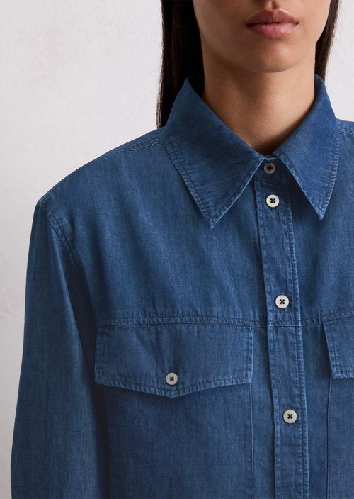 Regular denim blouse — Medium Blue