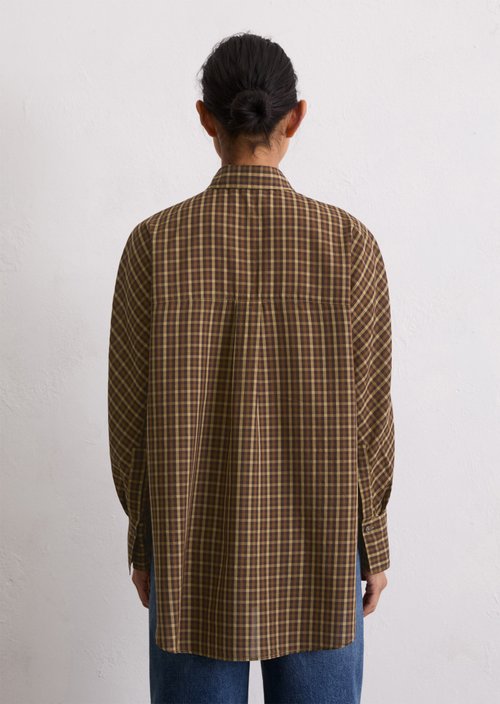 Check blouse oversize — Medium Brown