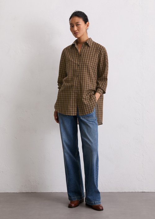 Check blouse oversize — Medium Brown