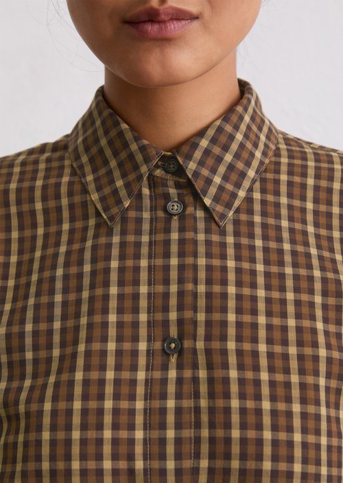 Check blouse oversize — Medium Brown