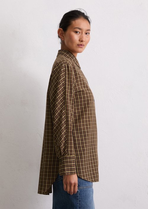 Check blouse oversize — Medium Brown