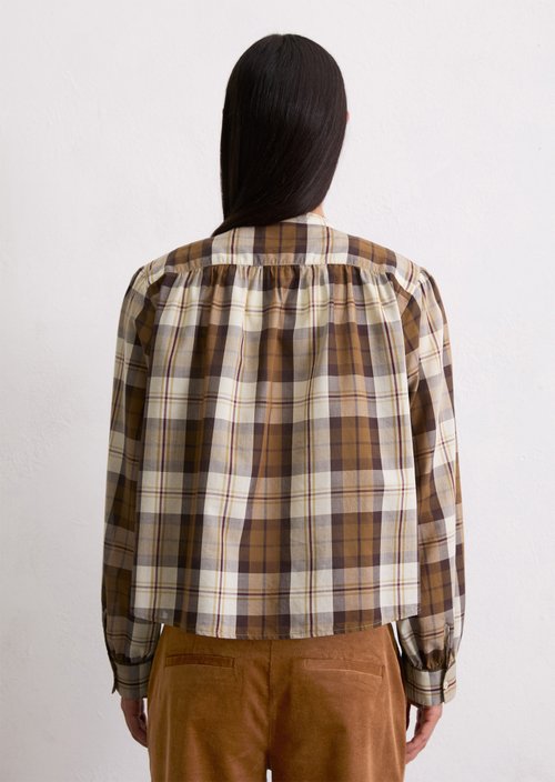 Check blouse relaxed — Medium Brown