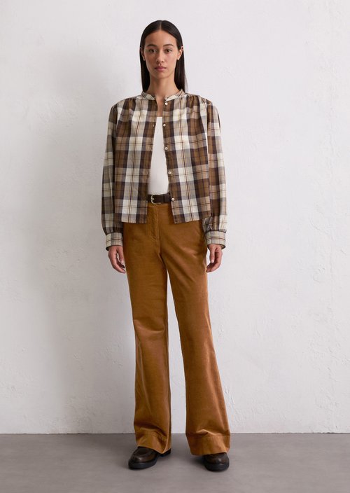 Check blouse relaxed — Medium Brown