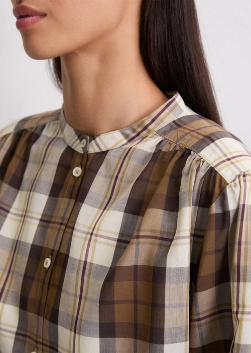 Check blouse relaxed — Medium Brown