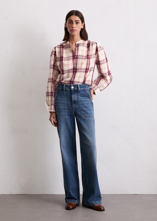 Check blouse relaxed — Light Pink