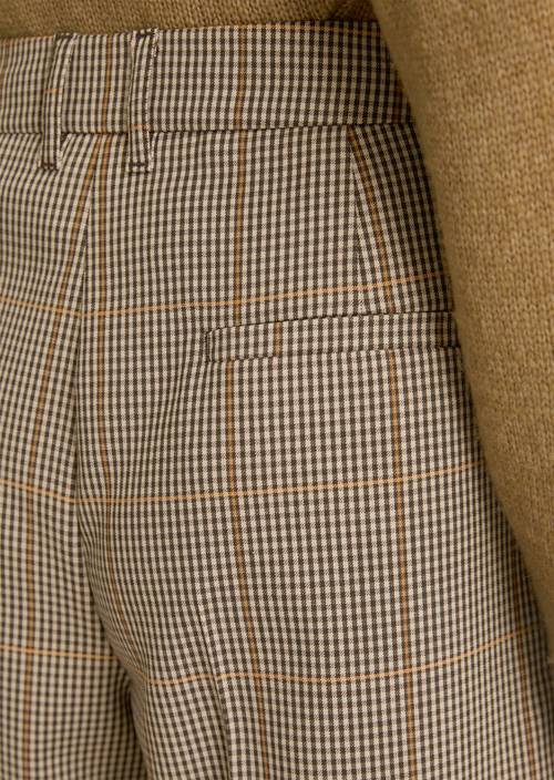 Wijde pantalon in pakstijl Dark Brown in detailaanzicht