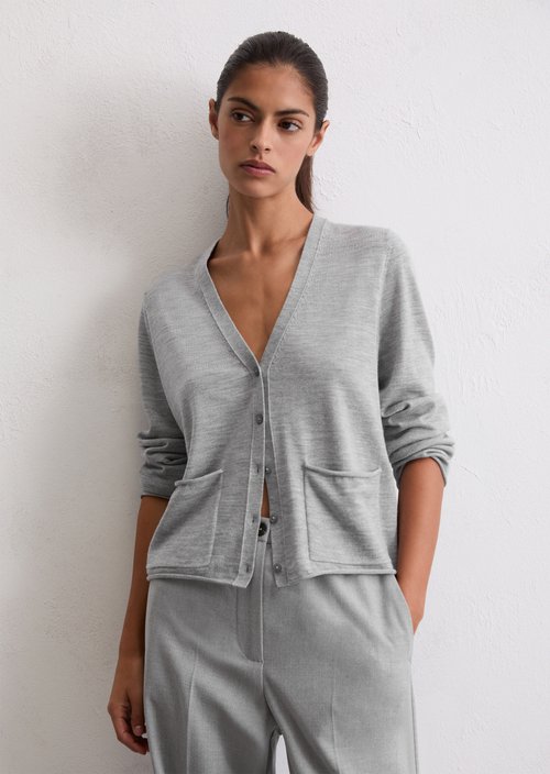 Cardigan slim — Light Grey Melange