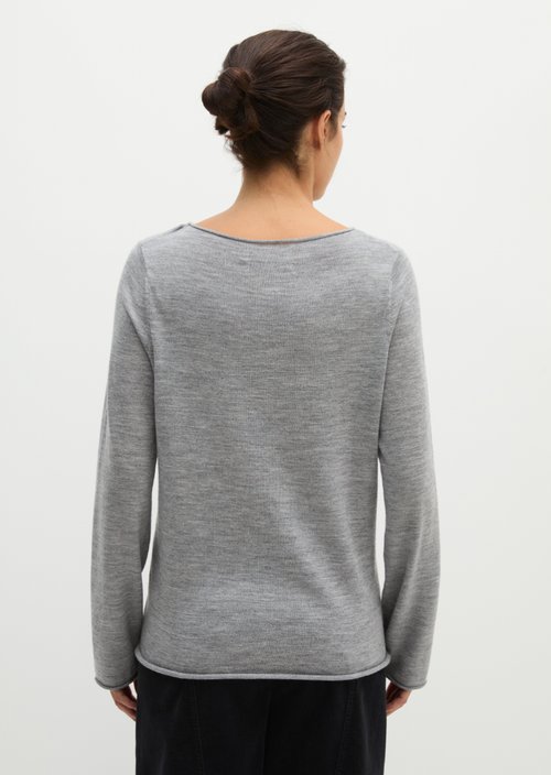 Knitted sweater slim — Fine Grey Melange