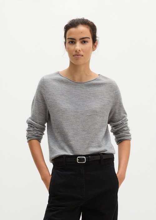 Knitted sweater slim — Fine Grey Melange