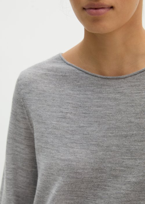 Knitted sweater slim — Fine Grey Melange