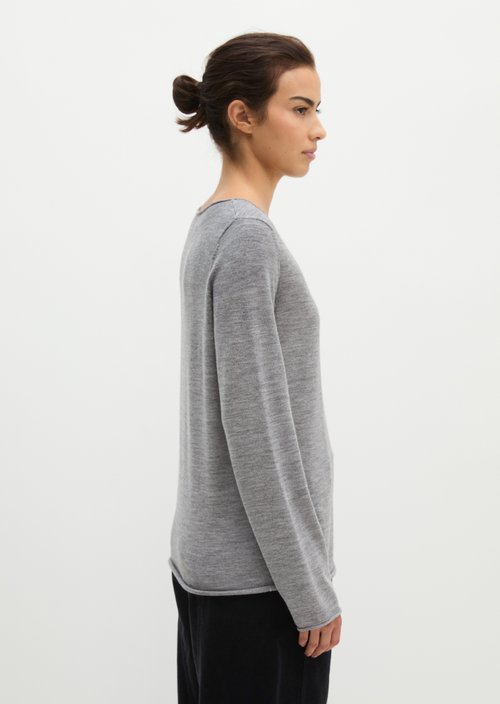 Knitted sweater slim — Fine Grey Melange