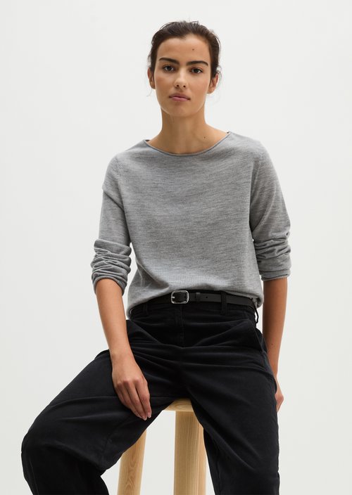 Knitted sweater slim — Fine Grey Melange
