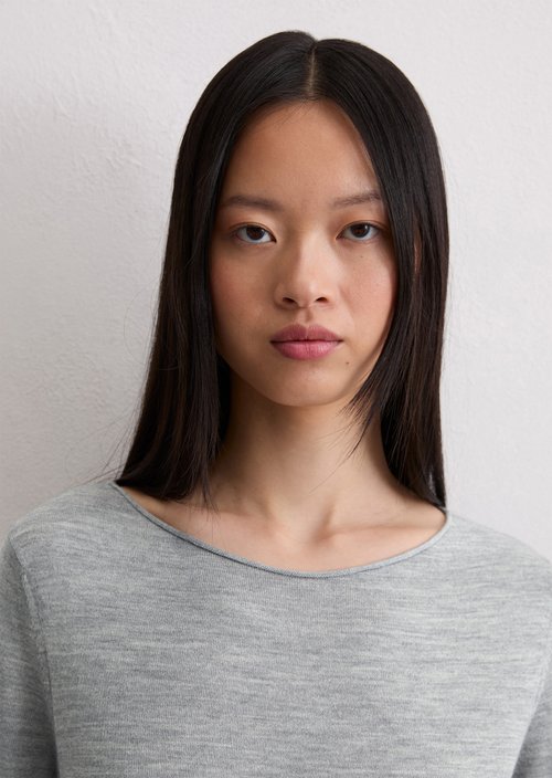 Knitted sweater slim — Light Grey Melange