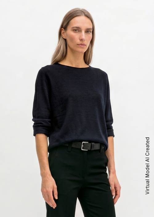 Strickpullover slim Maritime Blue in Frontalansicht