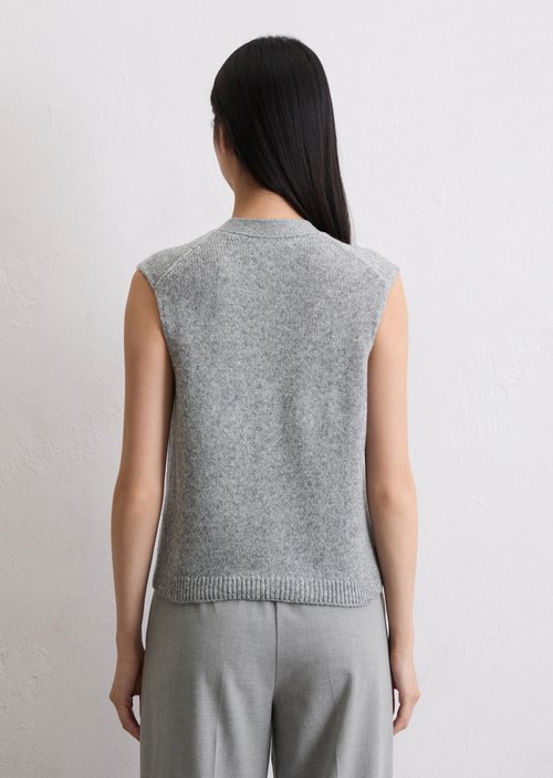 Sleeveless knitted vest relaxed — Light Grey Melange
