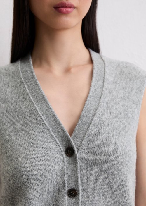 Sleeveless knitted vest relaxed — Light Grey Melange