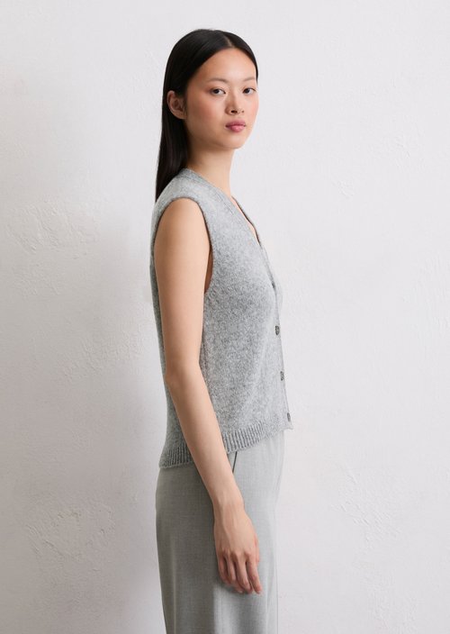 Sleeveless knitted vest relaxed — Light Grey Melange