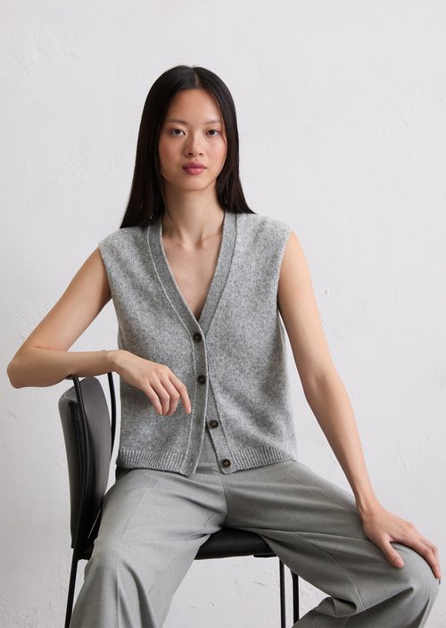 Sleeveless knitted vest relaxed — Light Grey Melange